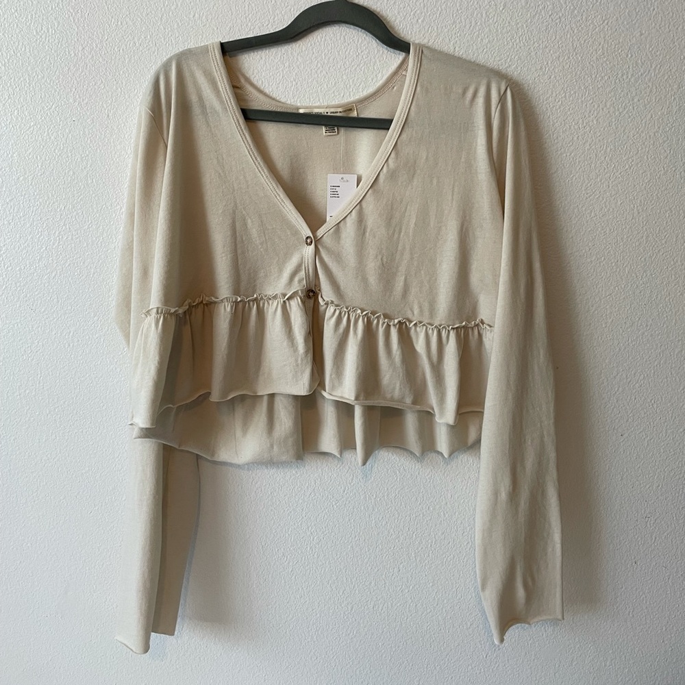 URBAN OUTFITTERS PEPLUM CROPPED LONGSLEEVE NWT L